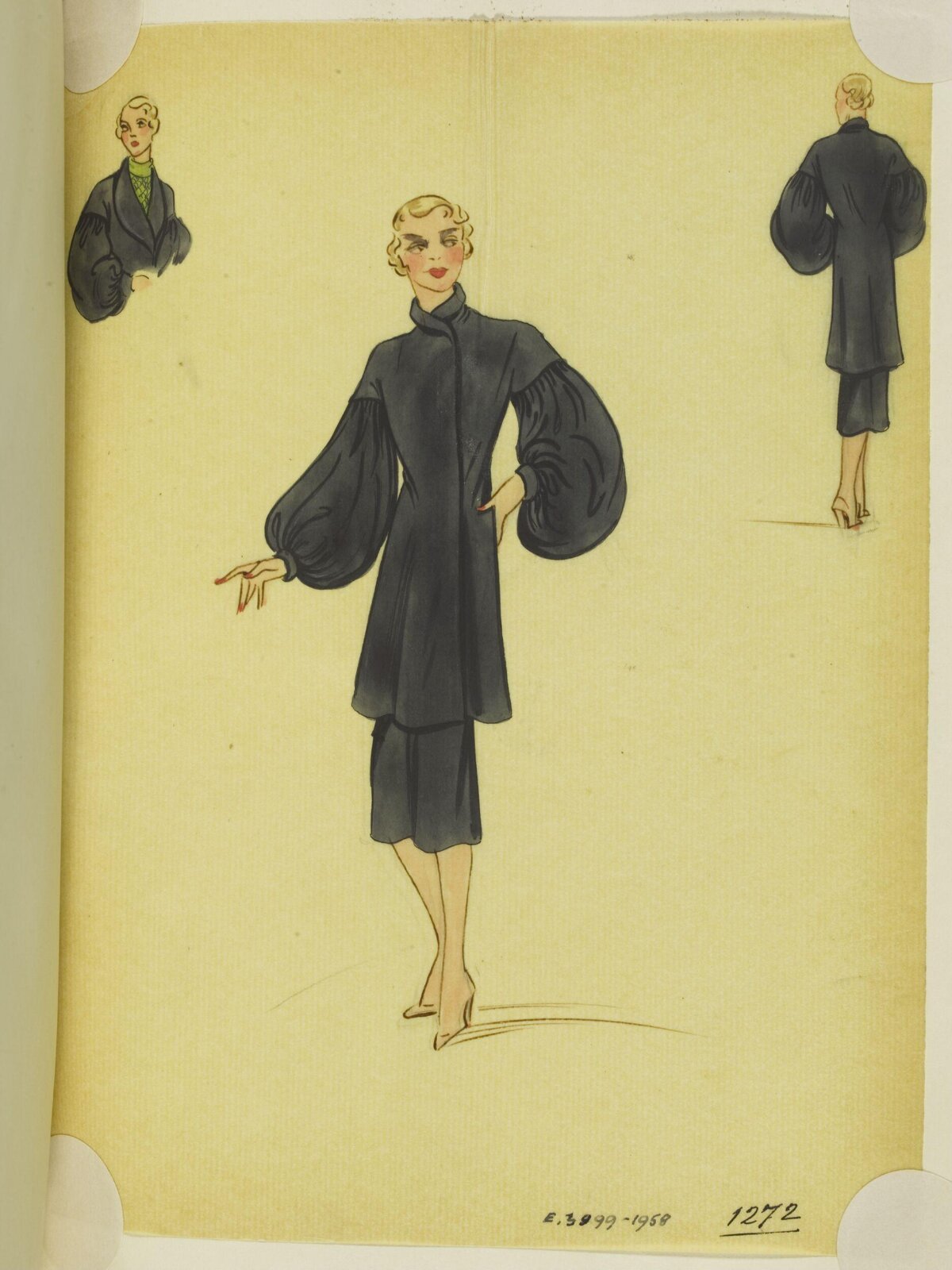 Vintage Dark Coat Fashion Sketch
