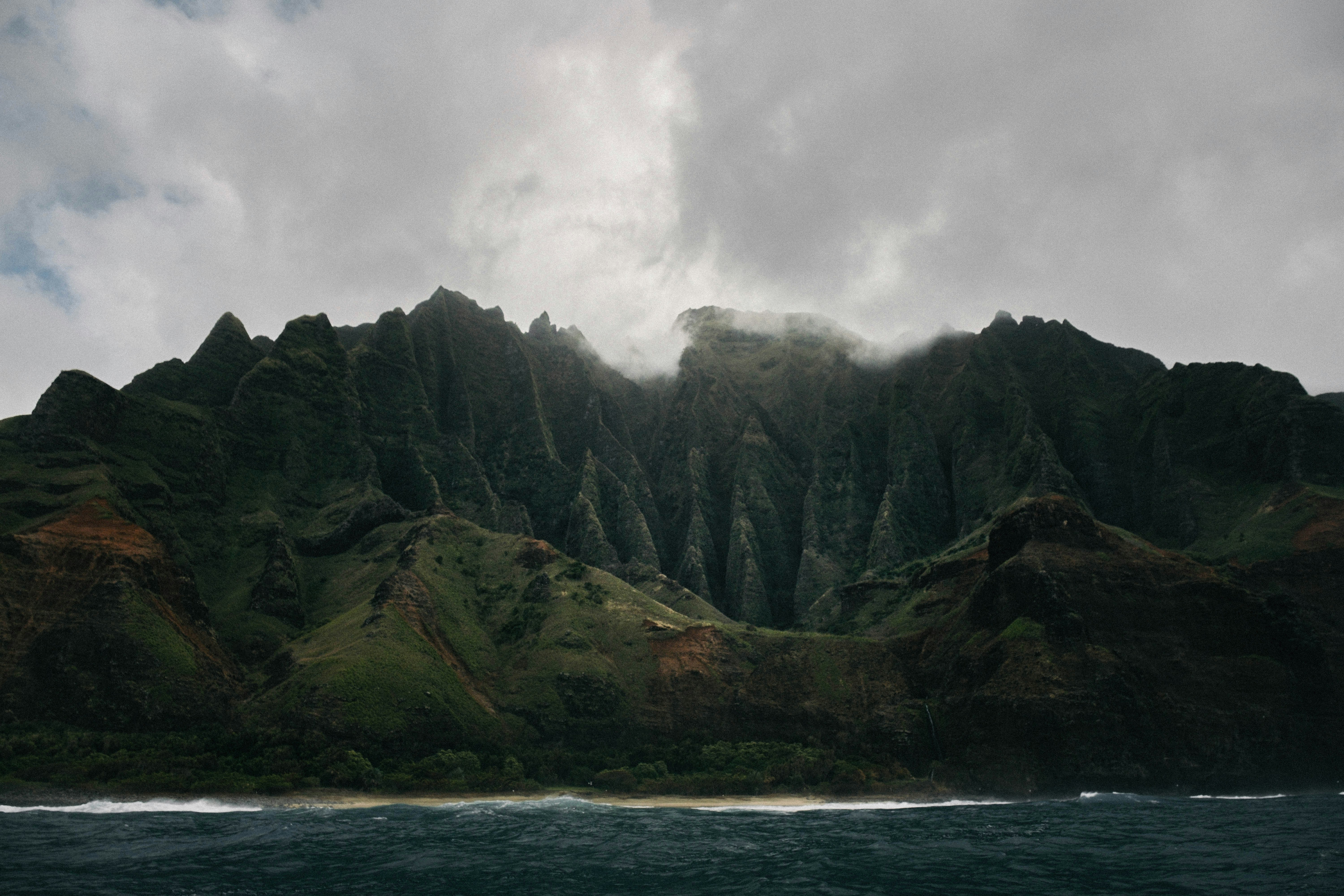 Cloudy Coastal Mountain Seascape