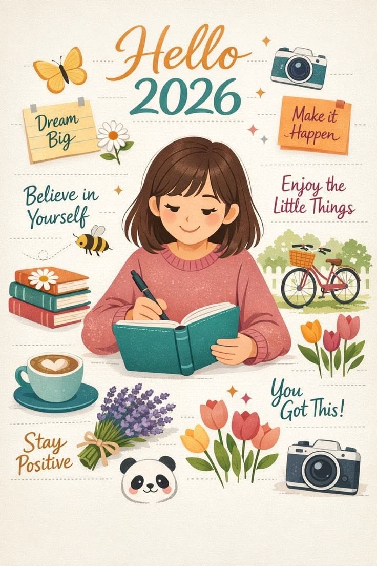 Hello 2026 Inspirational Greeting Illustration