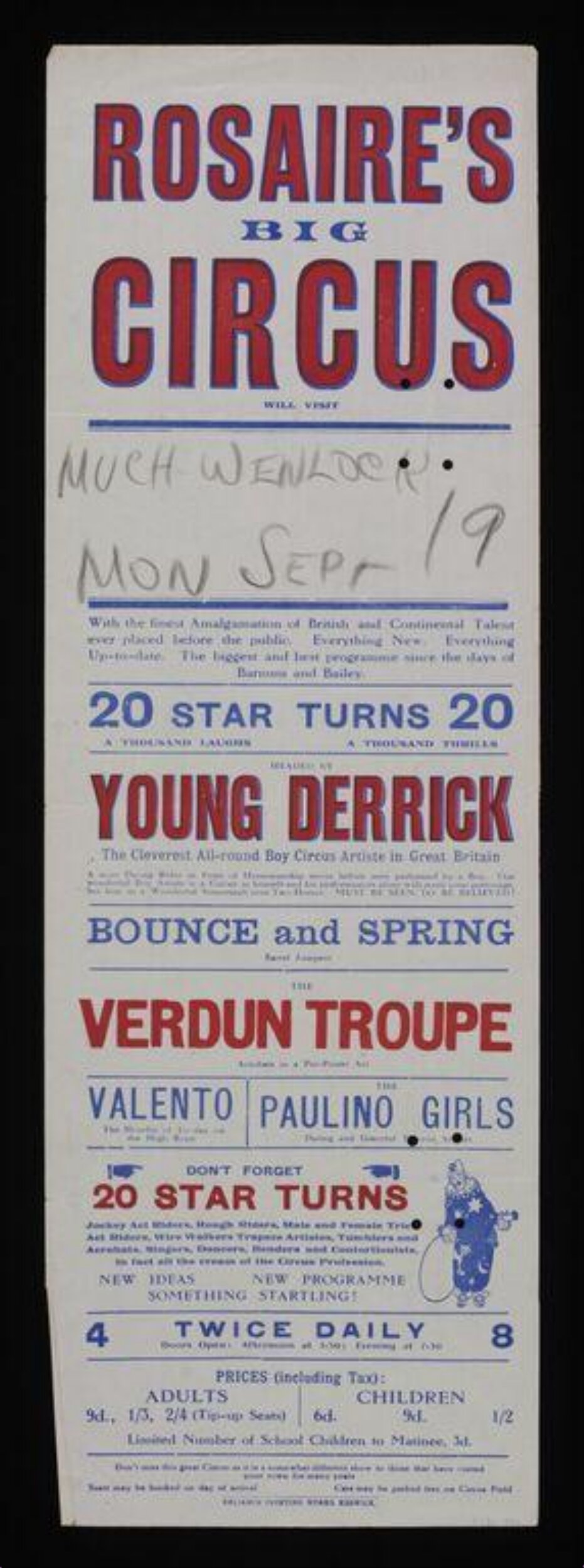 Vintage Rosaire's Big Circus Poster