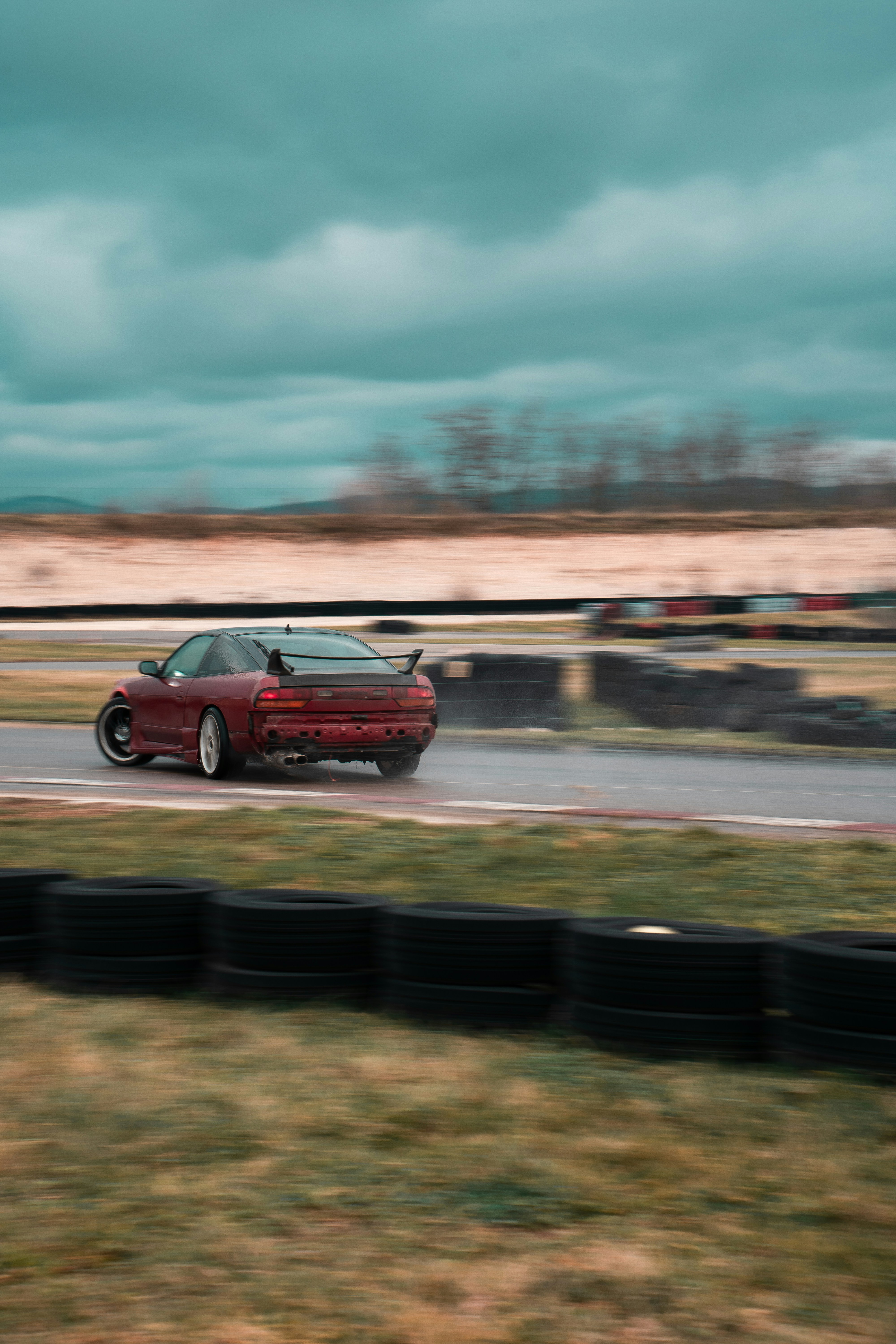 Red Drift Car On Race Track