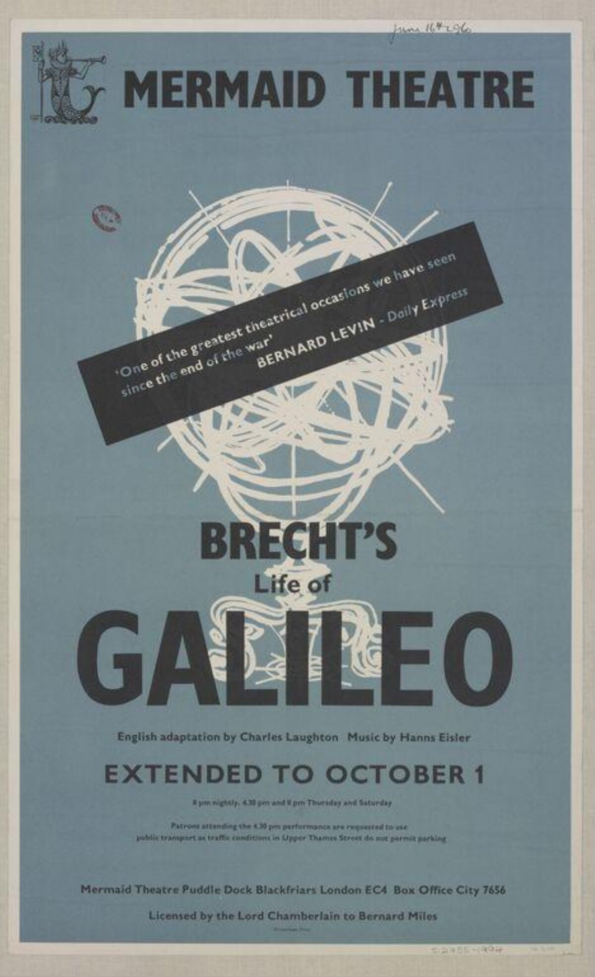 Mermaid Theatre Life of Galileo Poster
