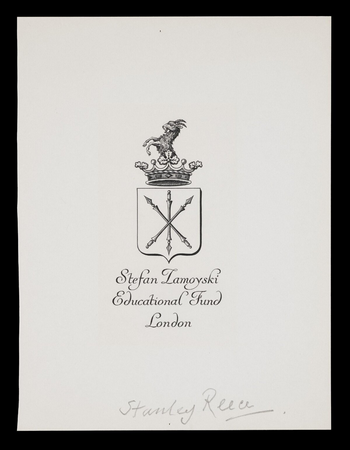 Stefan Zamoyski Fund Bookplate