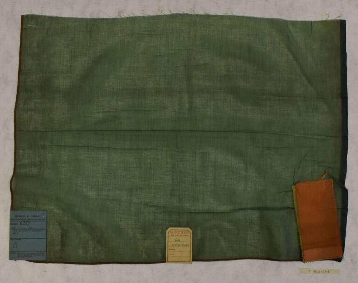 Vintage Green Fabric Swatch with Tags