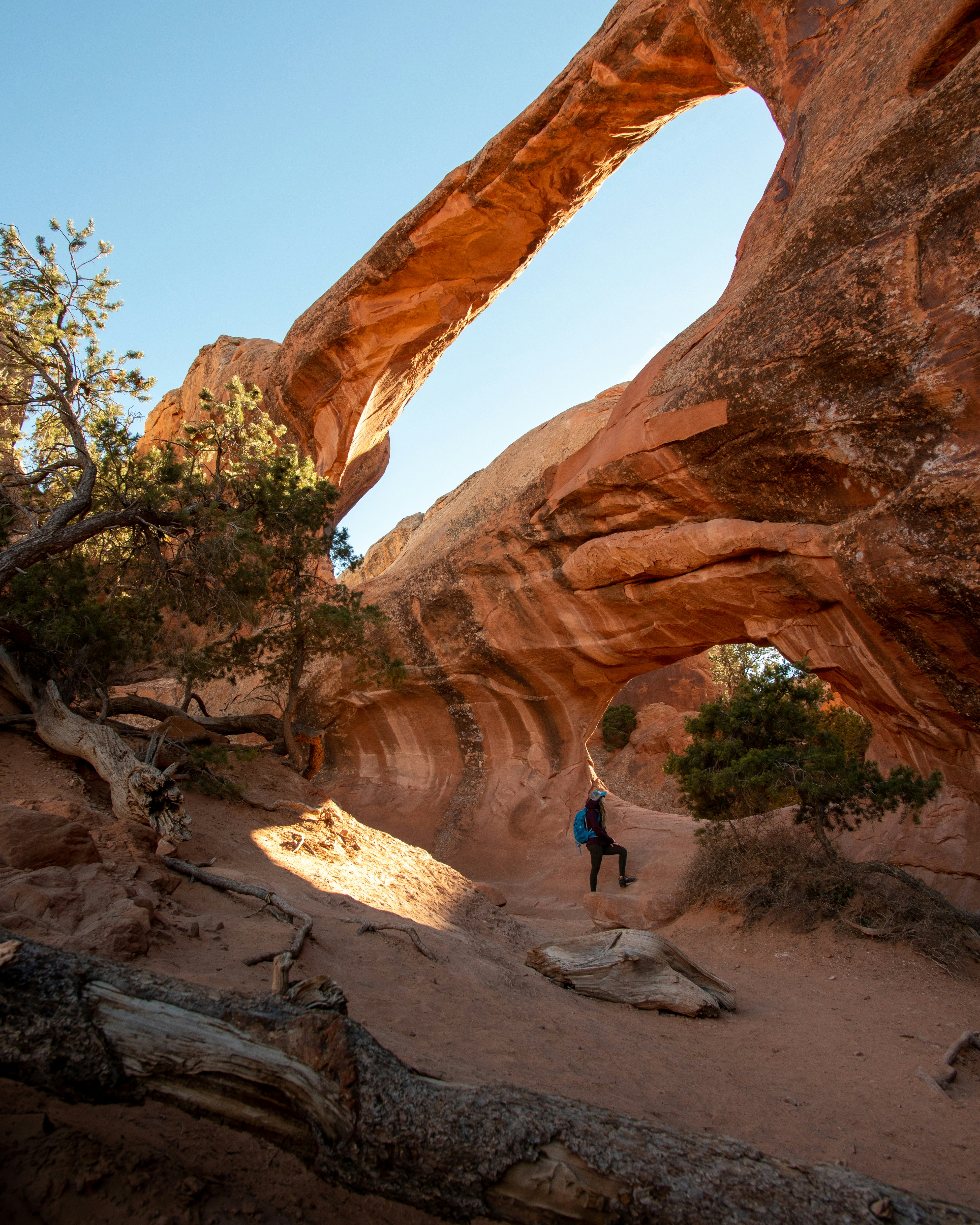 Hiker at Double Natural Arch