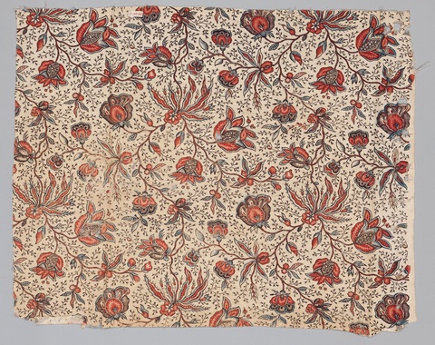 Antique Floral Patterned Textile Fragment