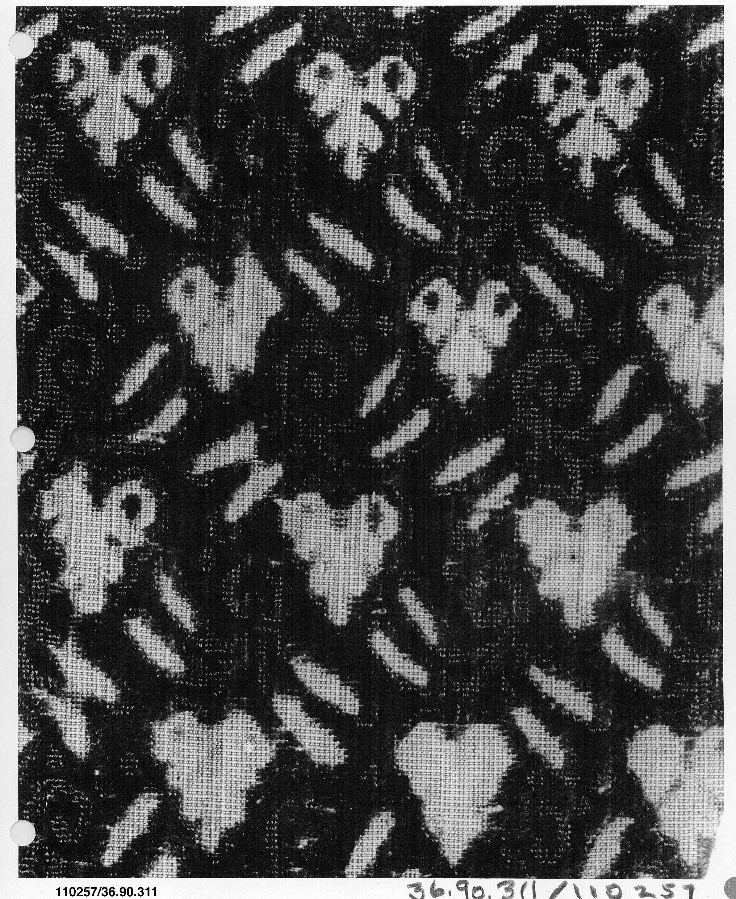 Heart Pattern Black and White Textile