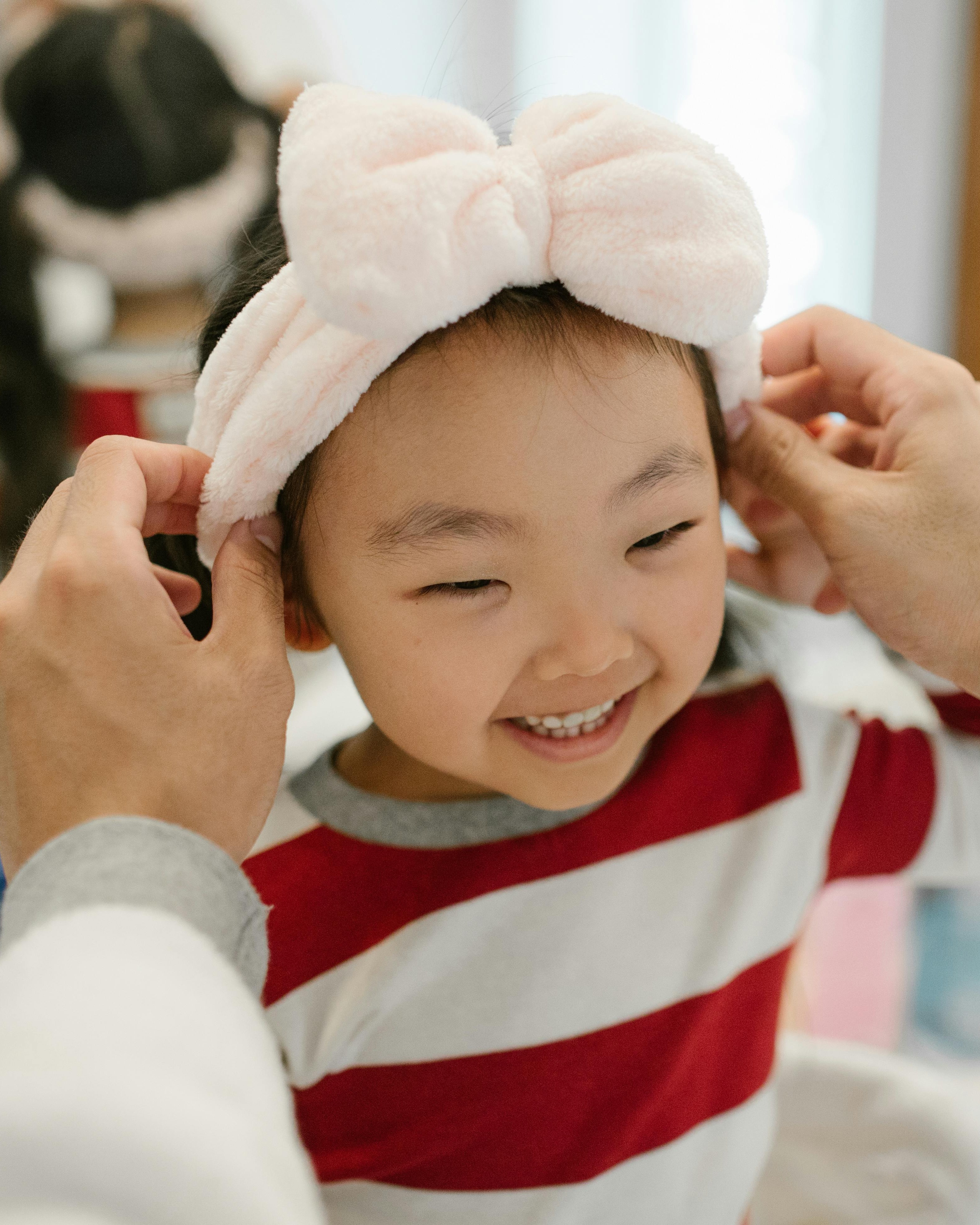 Adjusting Pink Bow Headband for Little Girl