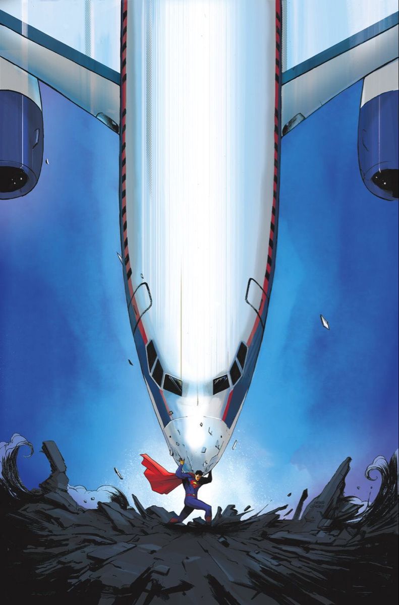 Superman Holding a Falling Airplane