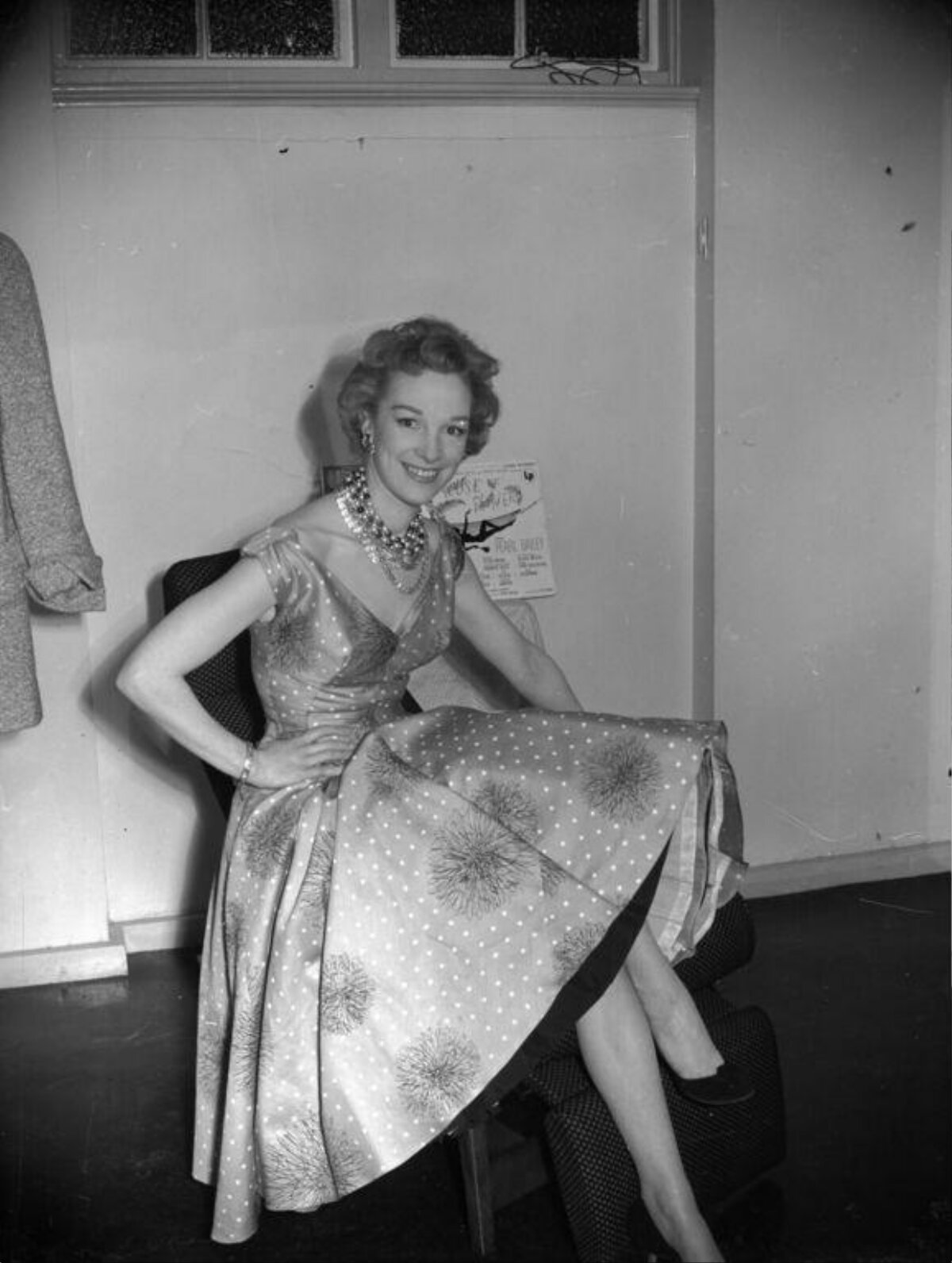Smiling Woman in Vintage Polka Dot Dress