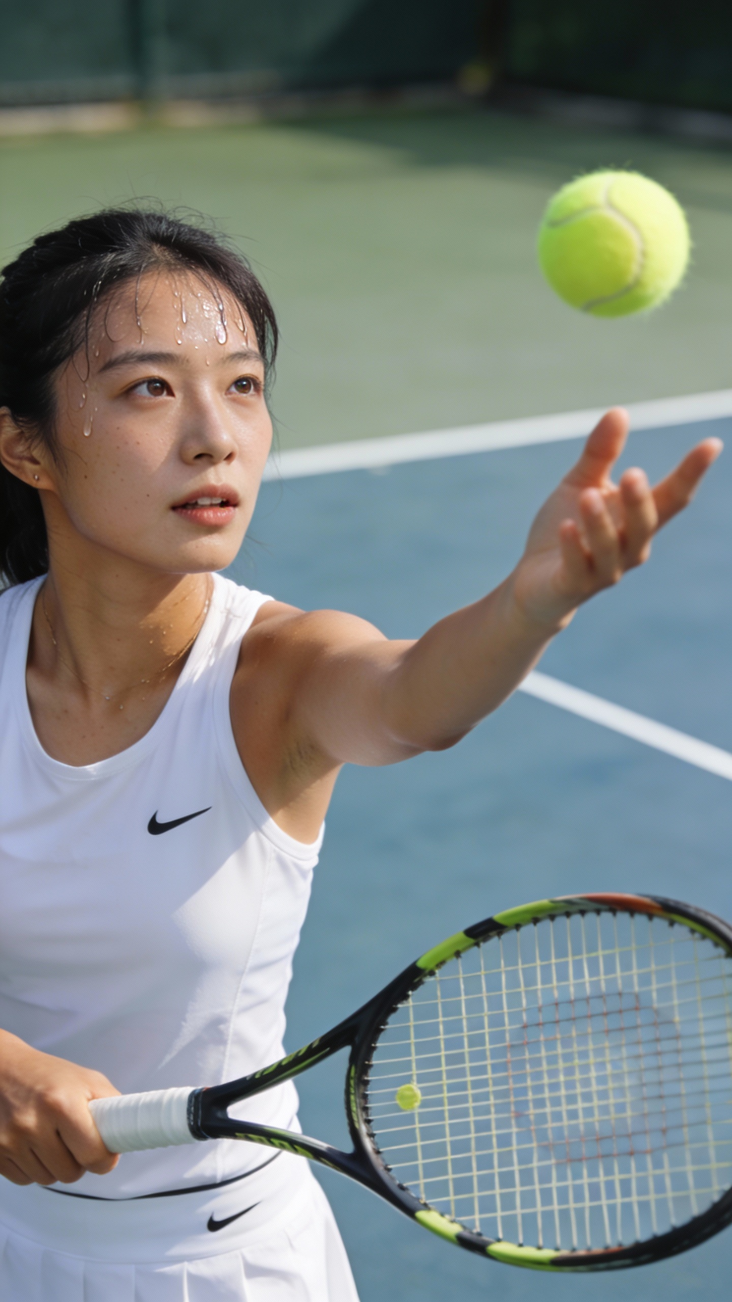 Female Tennis Player Serving