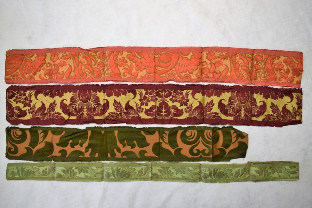 Four Floral Patterned Fabric Strips