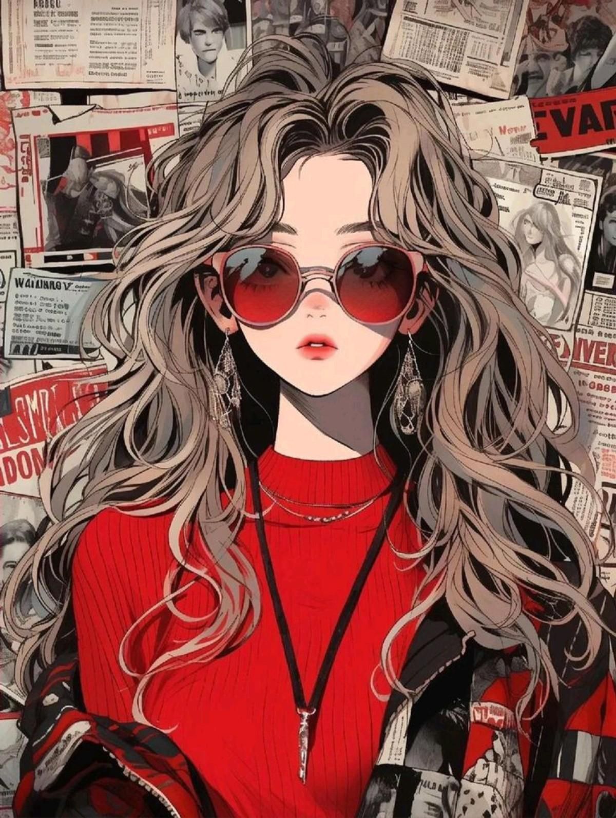 Stylish Girl With Red Sunglasses