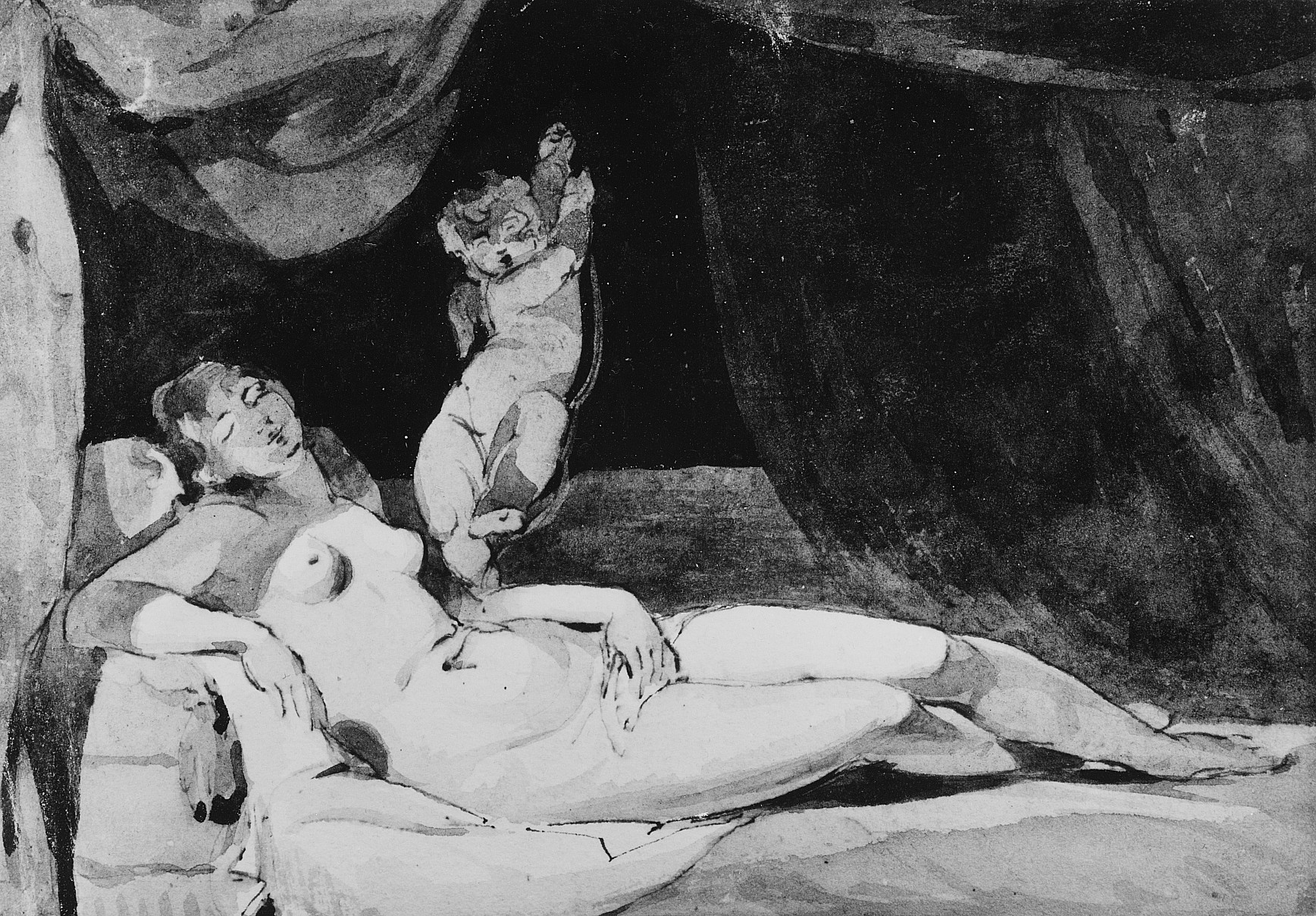 Reclining Nude With Cherub