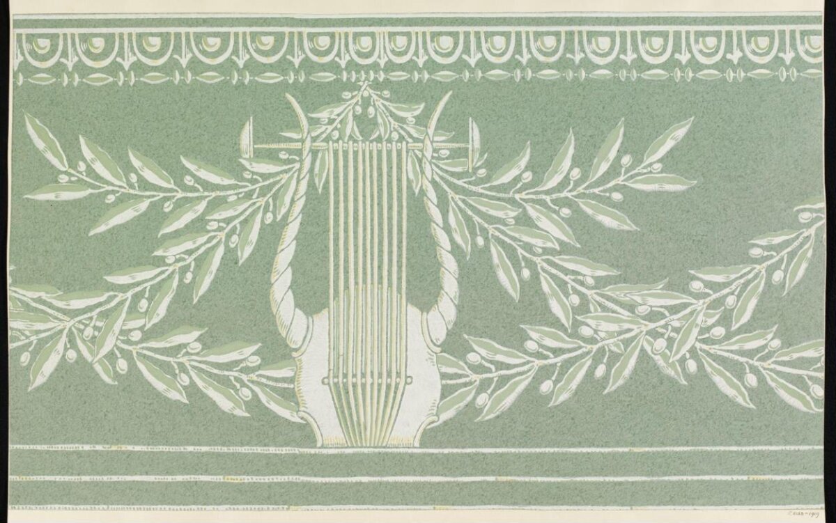 Lyre and Olive Wreath Decorative Border