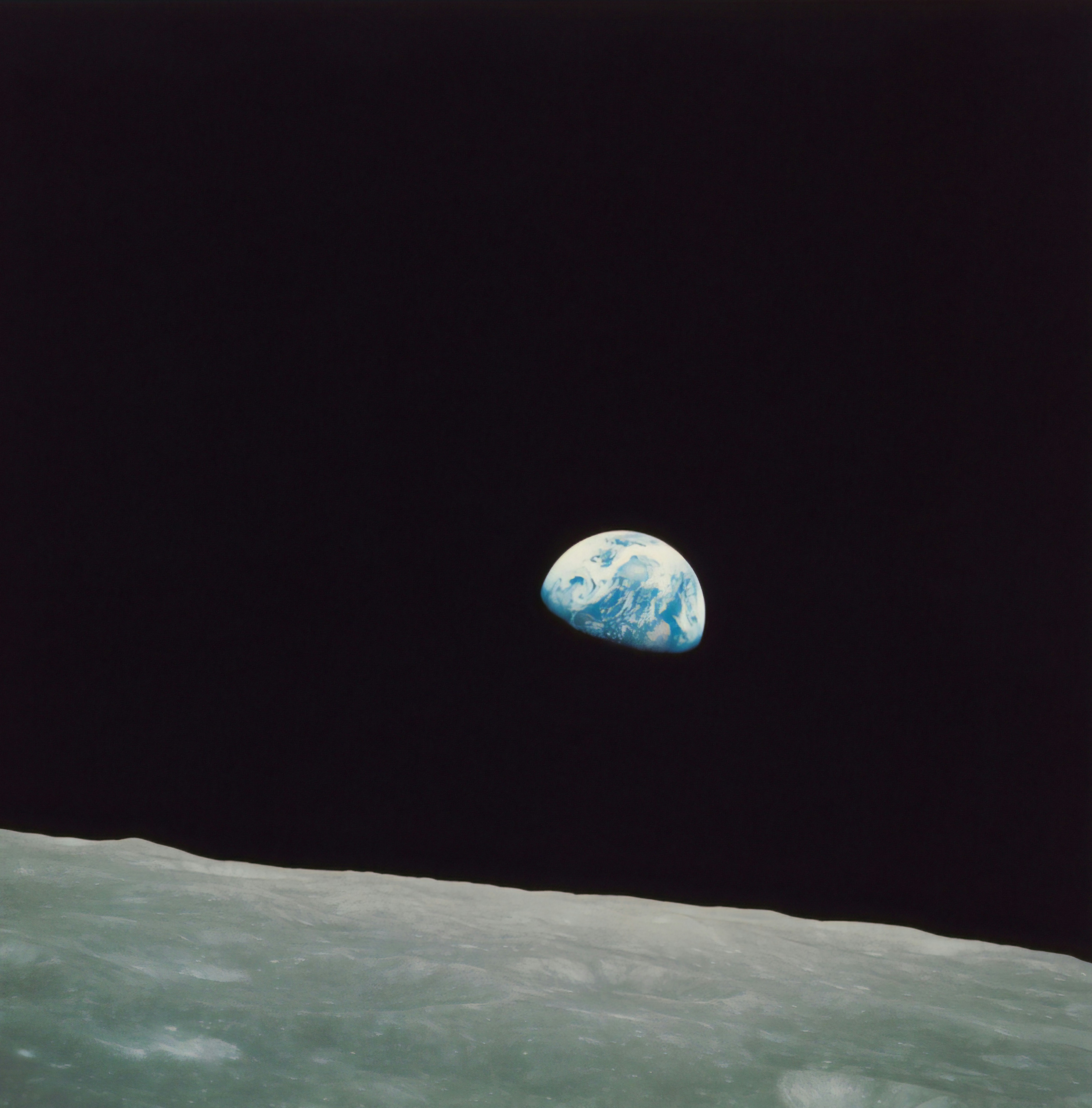 Earthrise Seen From Lunar Surface