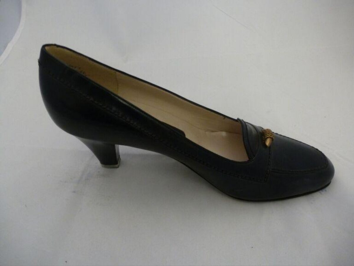 Black Leather High Heel Pump