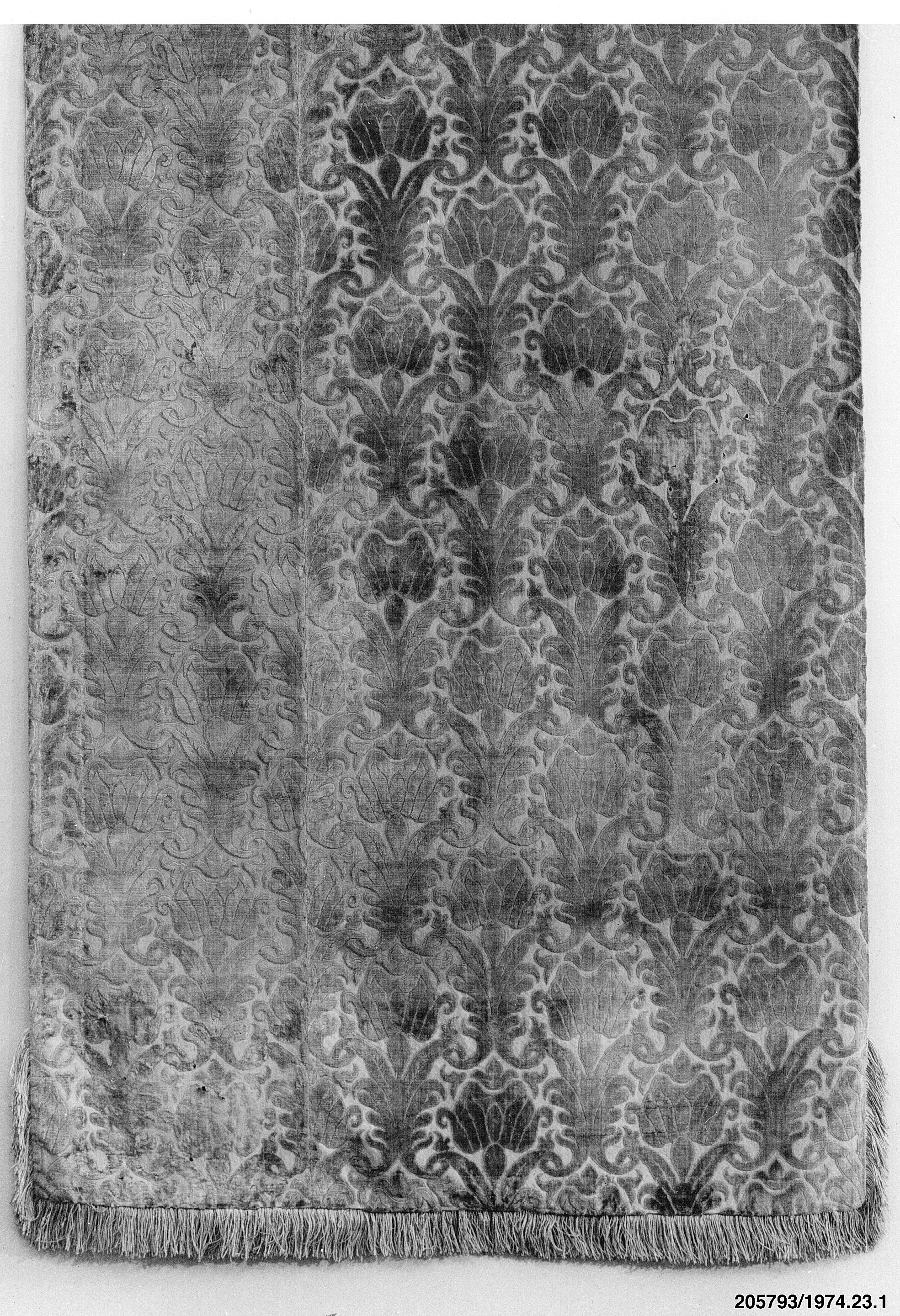 Antique Patterned Velvet Textile Fragment