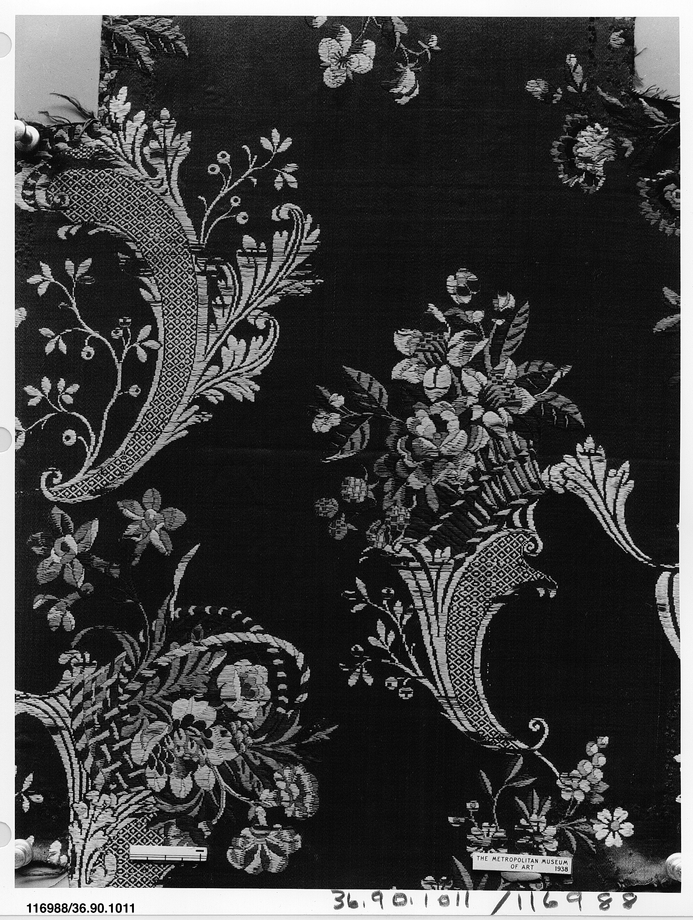 Antique Floral Woven Textile Fragment
