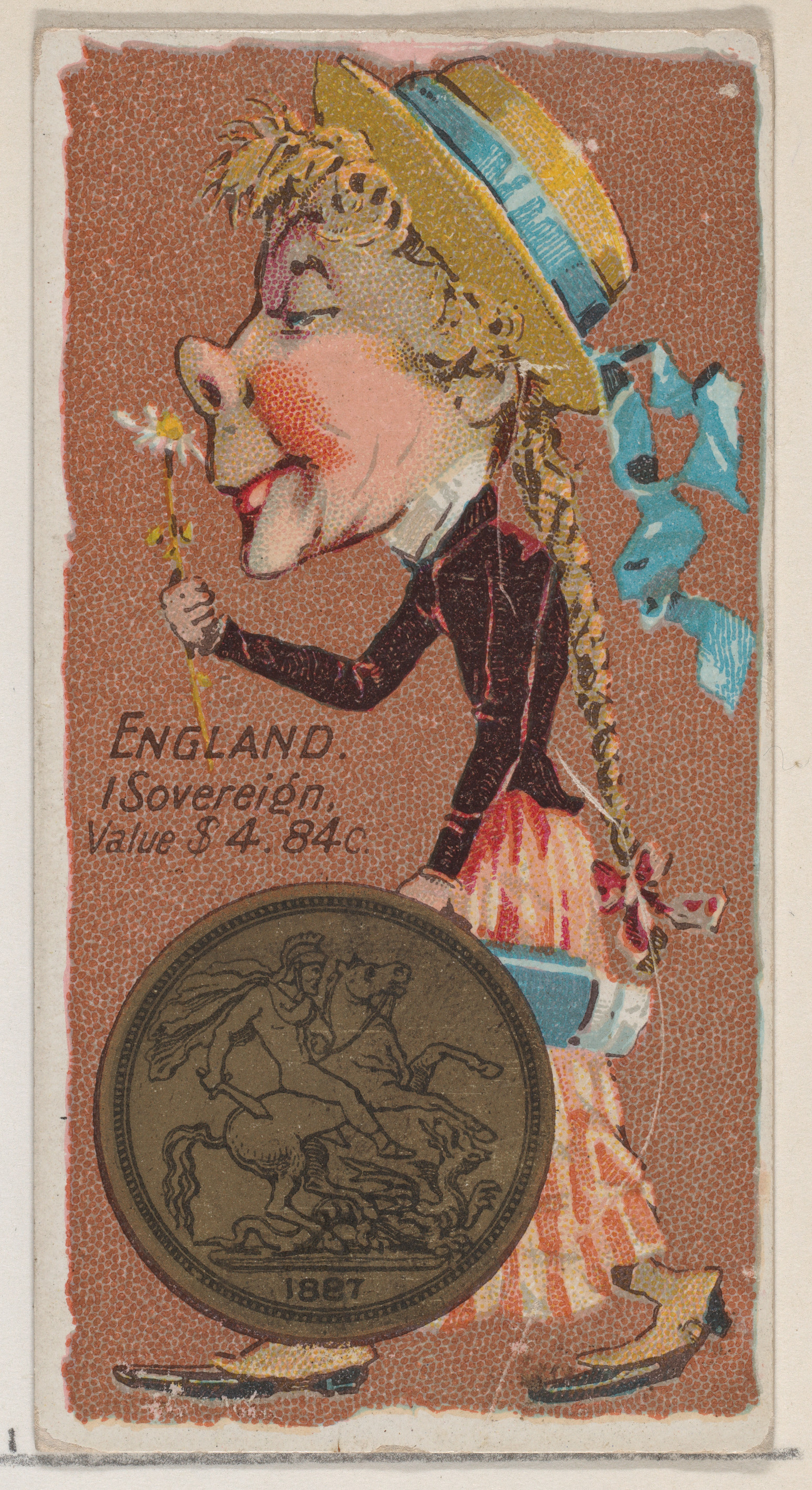 1887 England Sovereign Cartoon Card