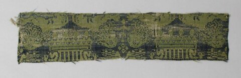 Antique Green Patterned Textile Fragment