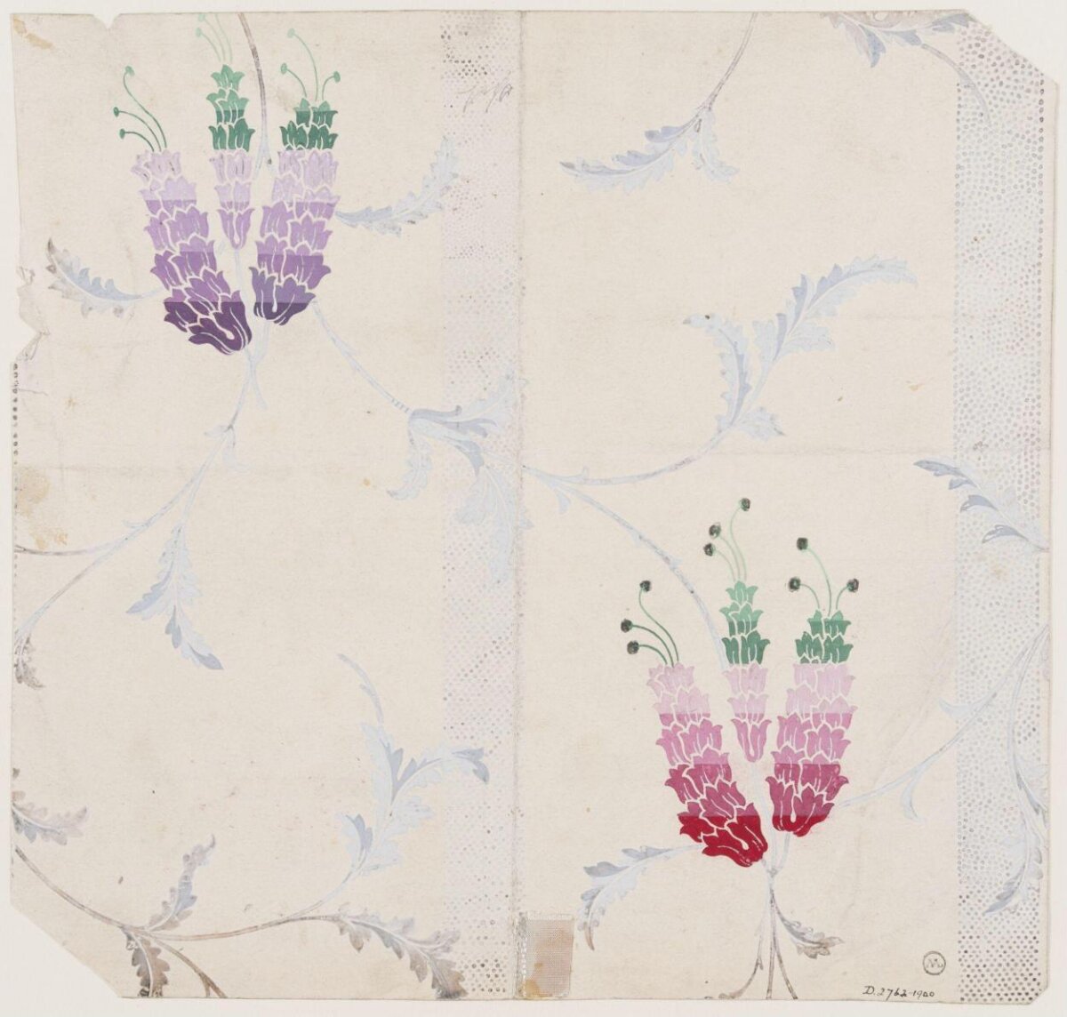 Gradient Floral Textile Design Sketch
