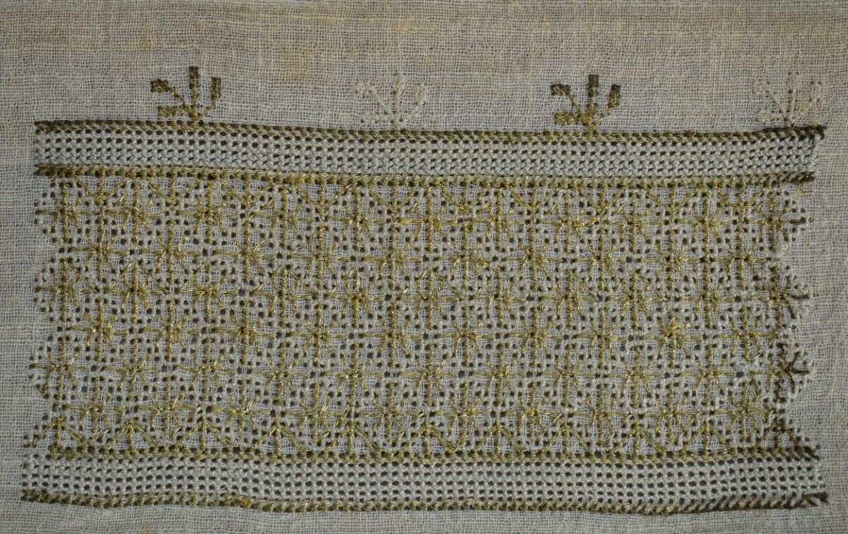 Gold Thread Openwork Hand Embroidery