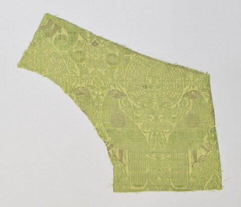 Green Peacock Pattern Textile Fragment