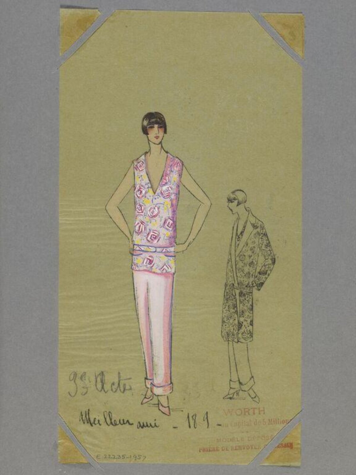 Vintage Worth Fashion Design Sketch