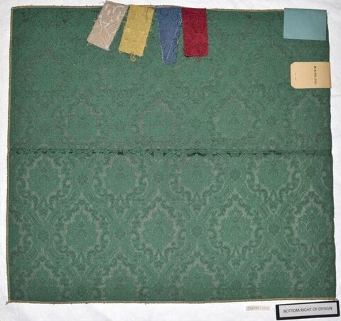 Green Damask Fabric Sample Card