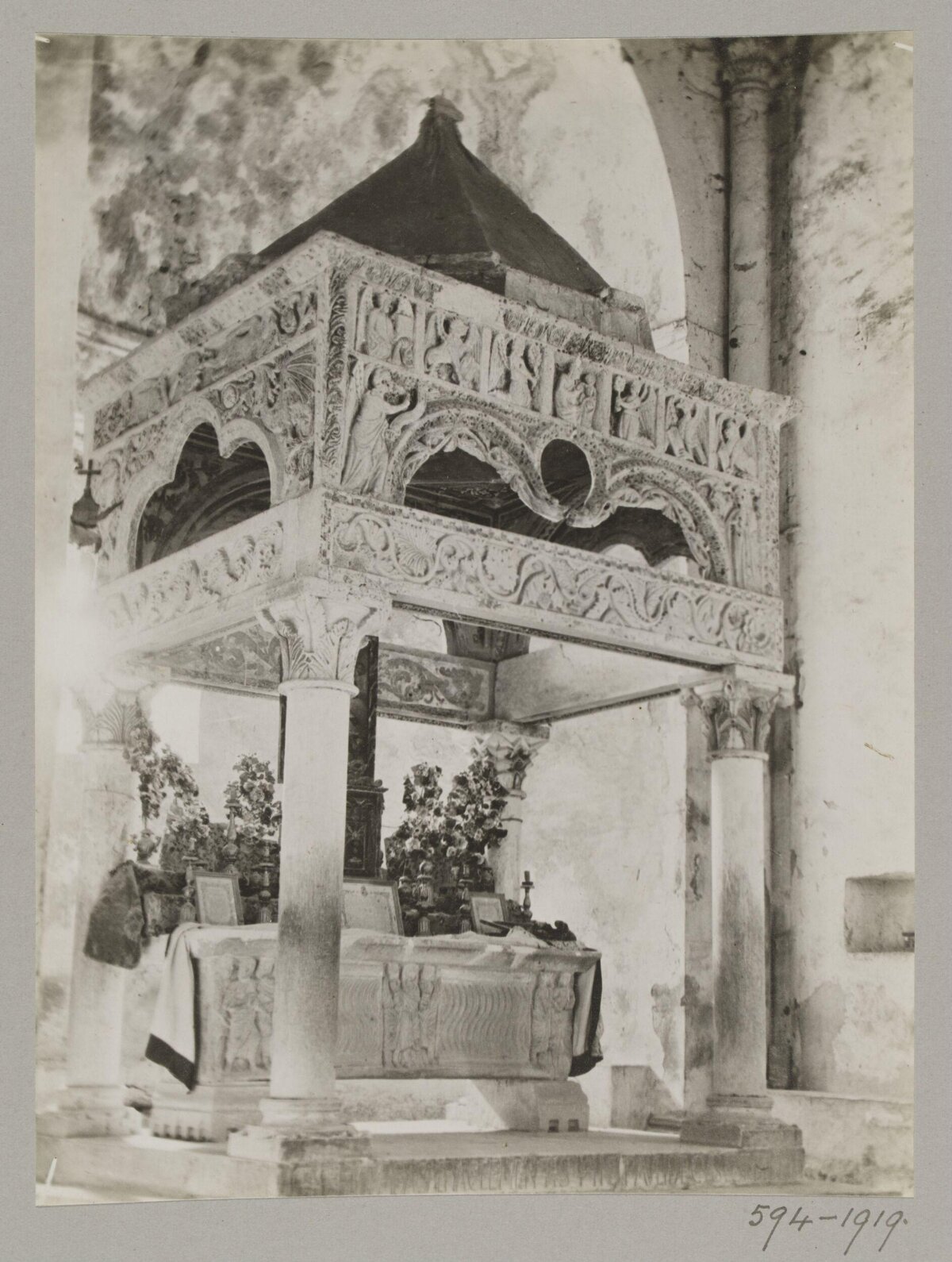 Carved Stone Altar in Old Church
