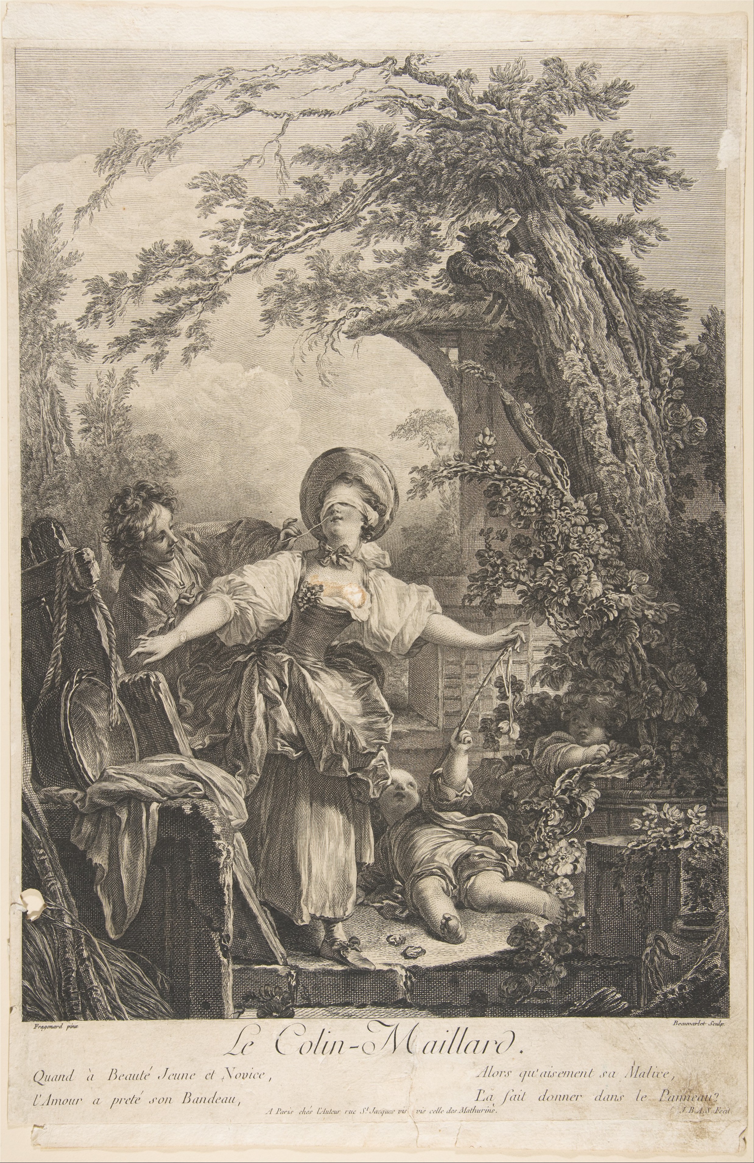 Le Colin-Maillard Antique Engraving