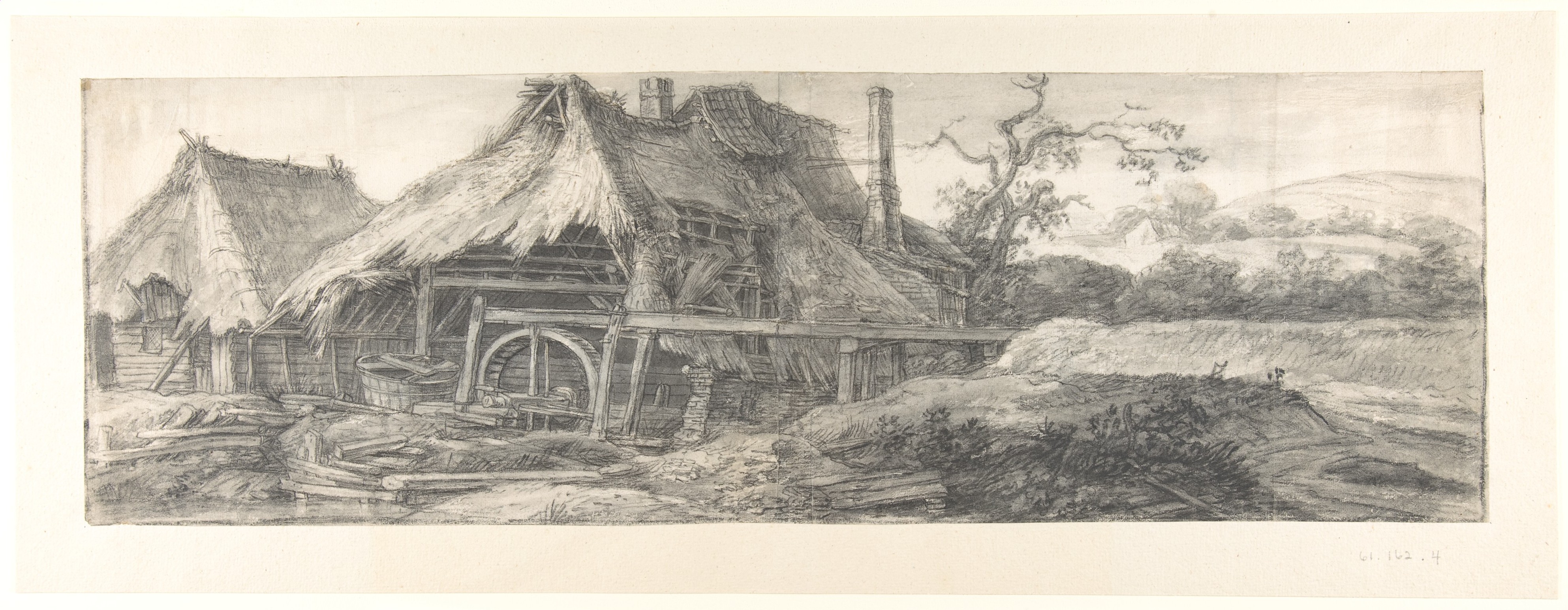 Sketch of a Thatched Watermill