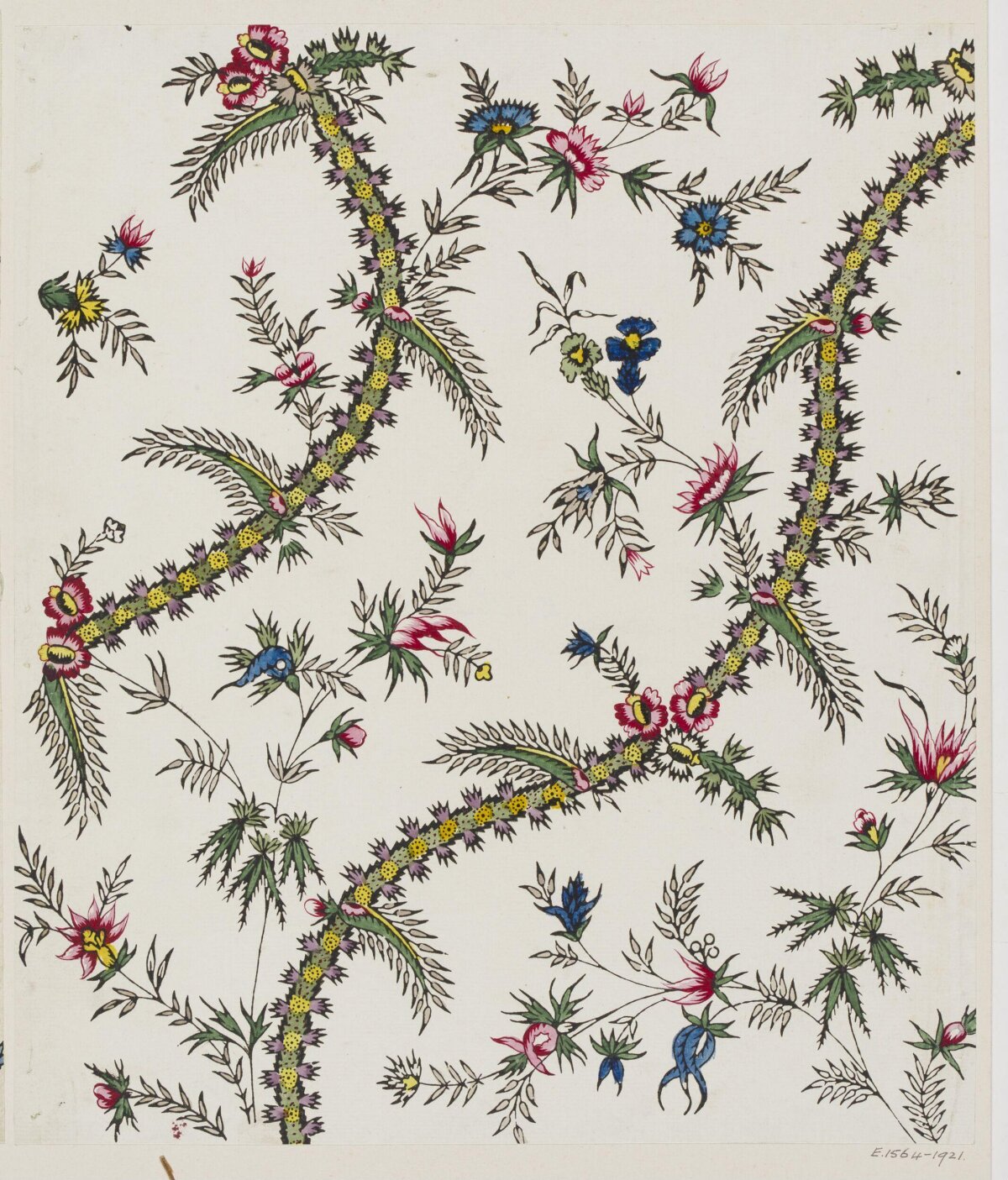 Vintage Twig Floral Textile Design