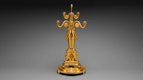 Gilded Egyptian Style Candelabrum