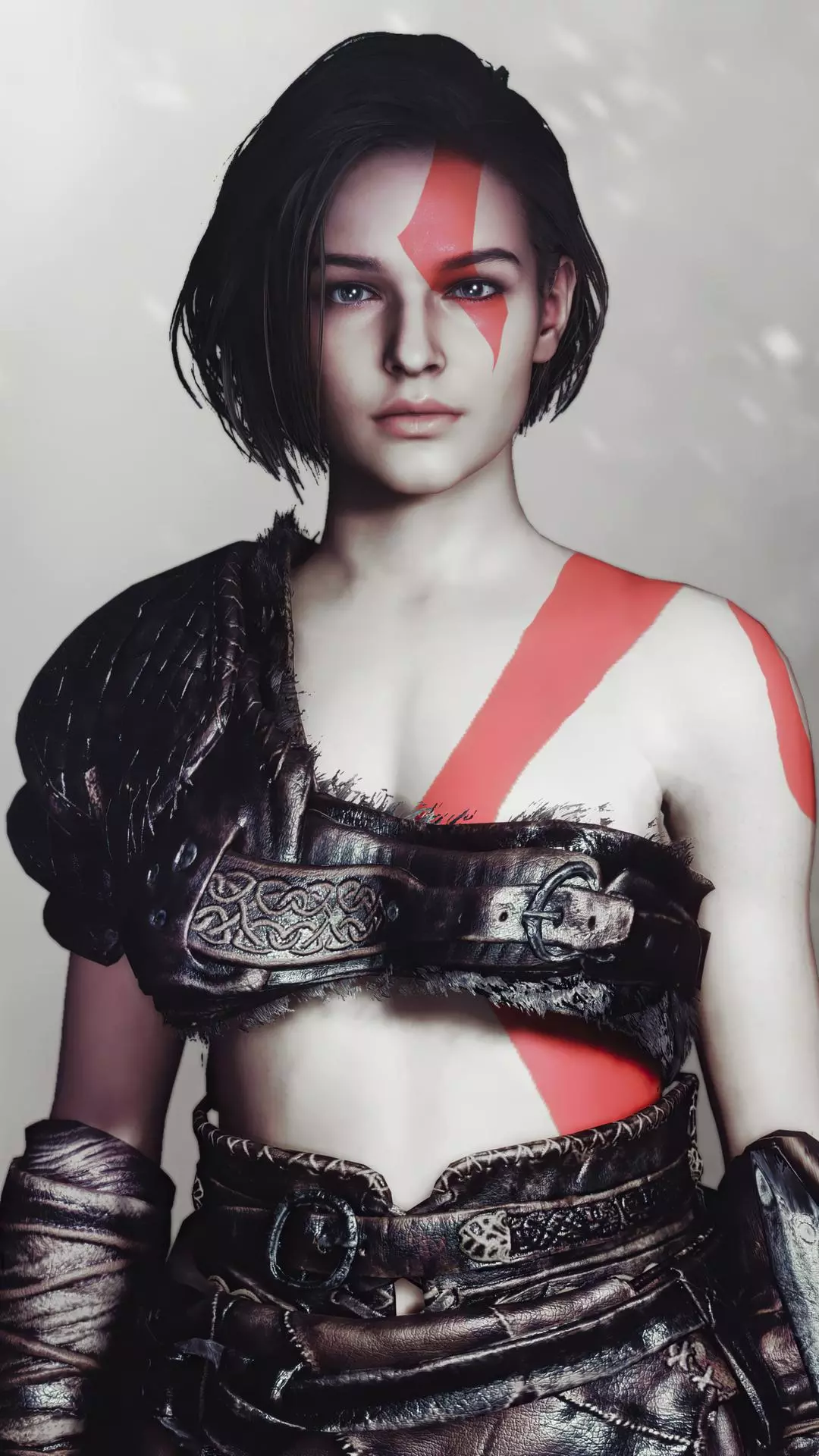 Female Warrior with Red War Paint