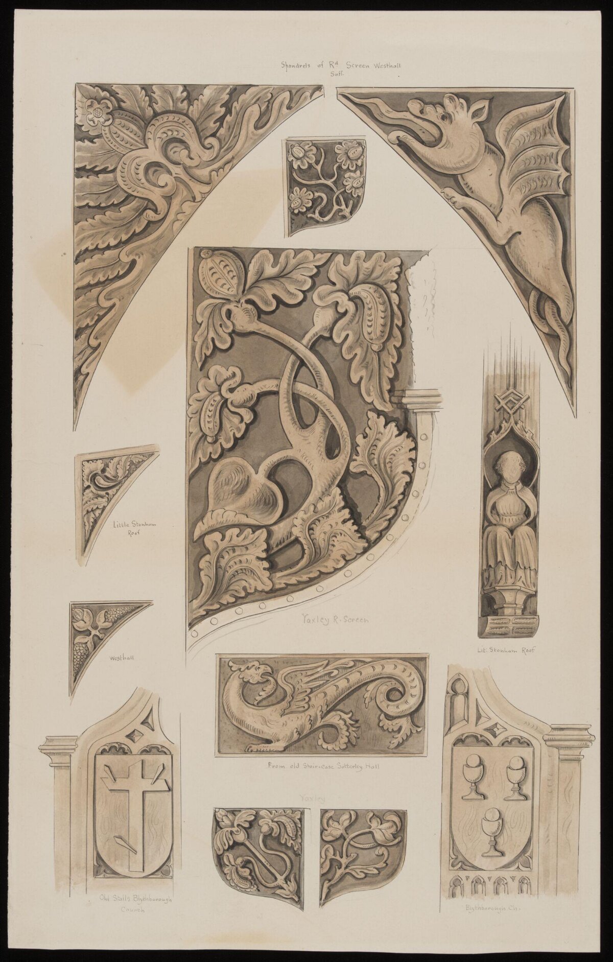 Suffolk Church Wood Carving Sketches