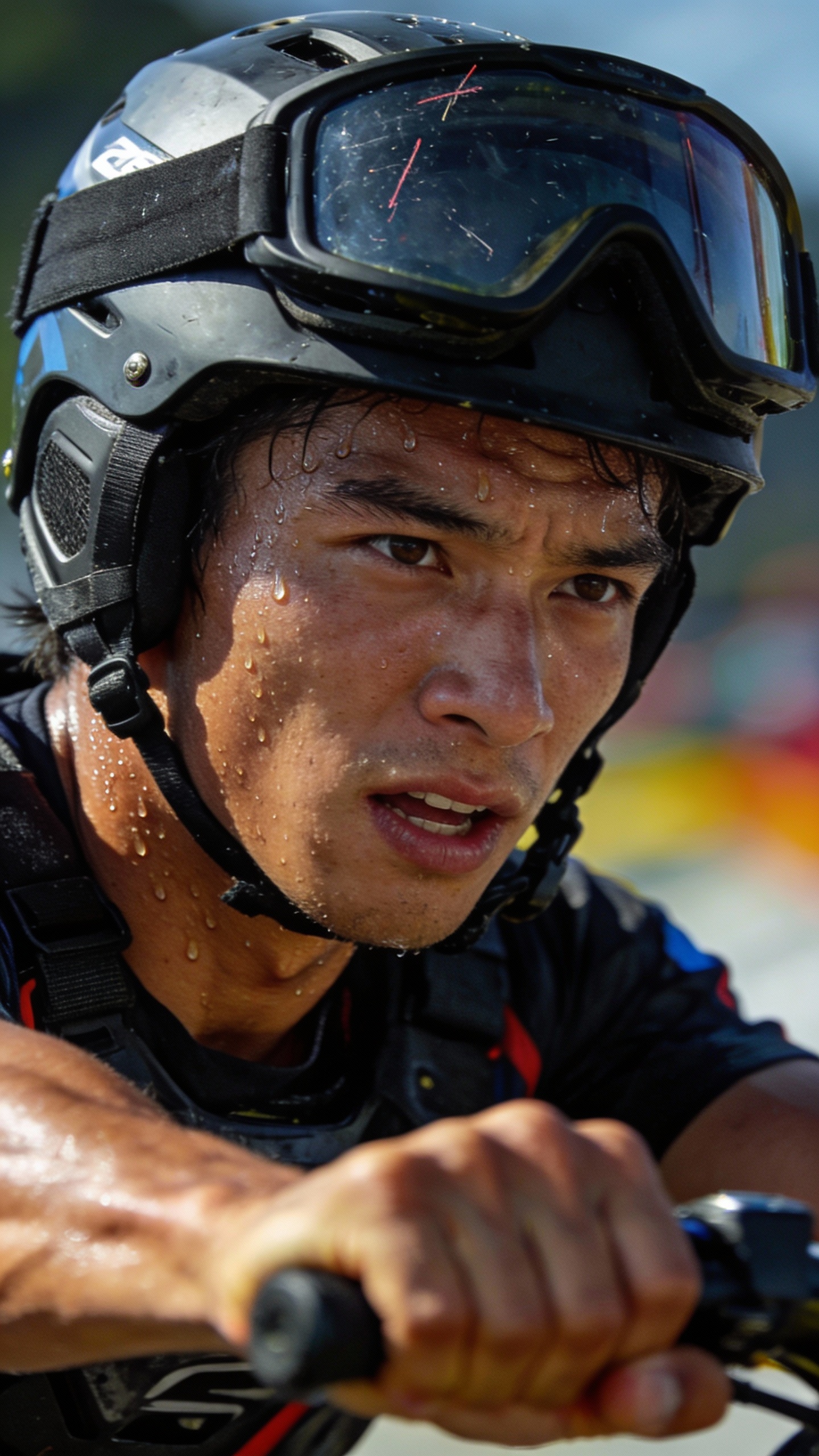 Sweaty Off-road Biker In Action