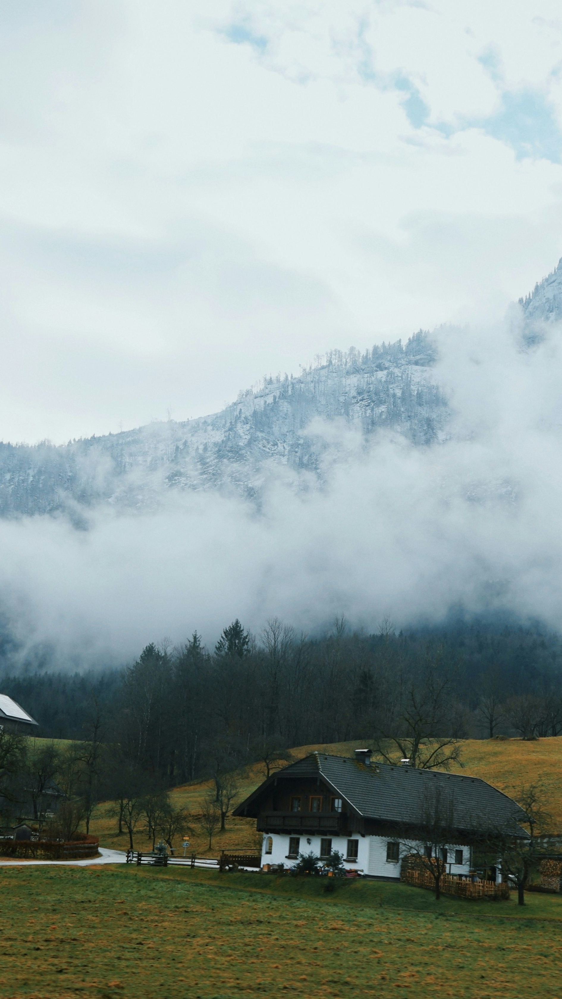 Foggy Alpine Mountain Farmhouse