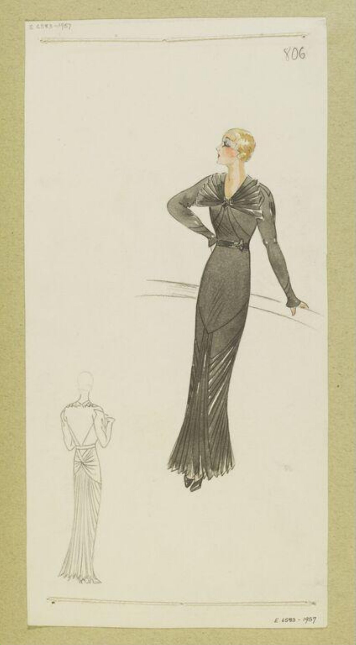 Vintage Evening Gown Fashion Sketch
