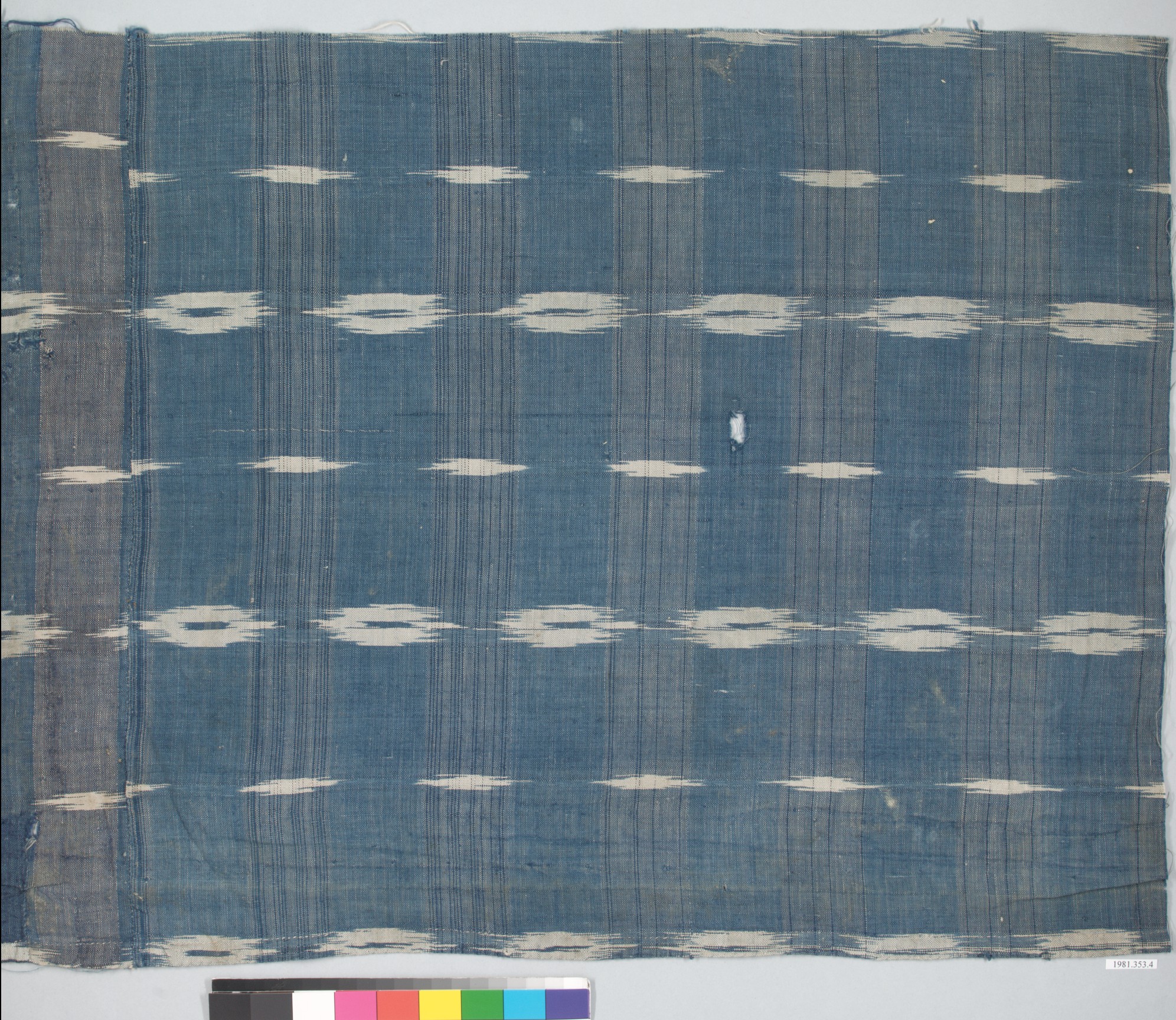 Antique Blue Ikat Textile Fragment