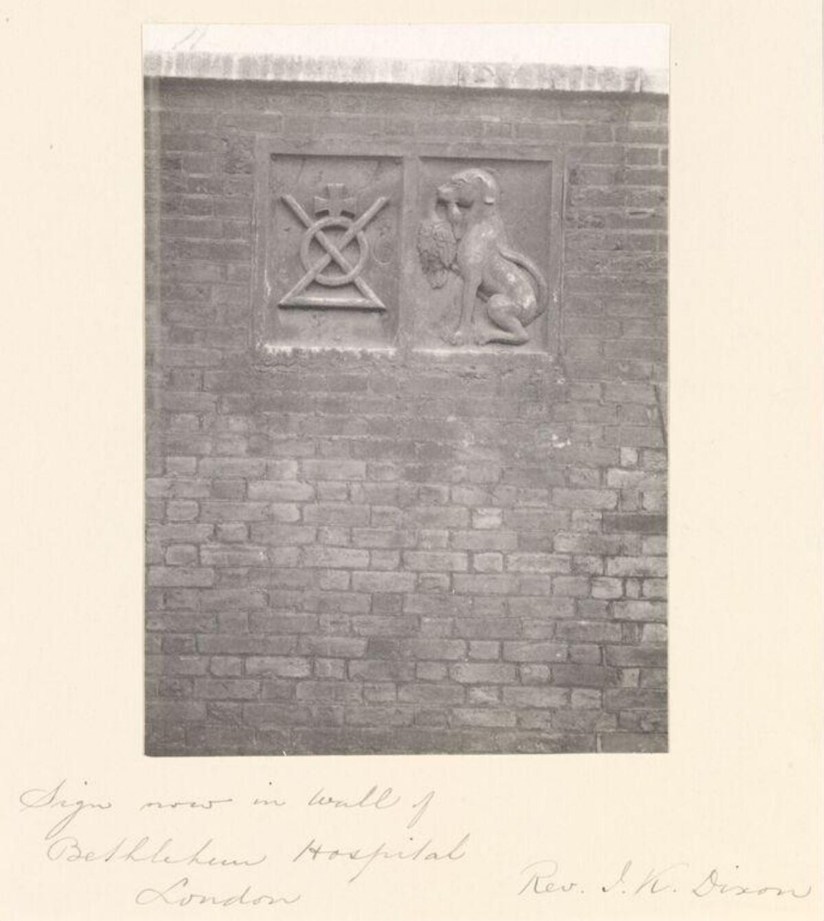 Carved Signs on Bethlehem Hospital Wall