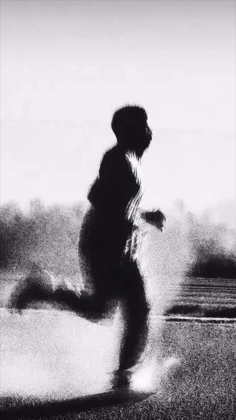 Silhouette of Man Running Outdoors