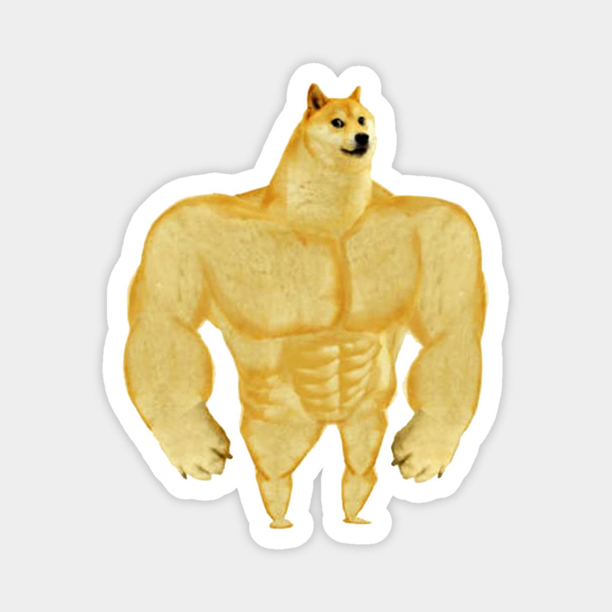 Buff Muscular Doge Meme Sticker — Stickers