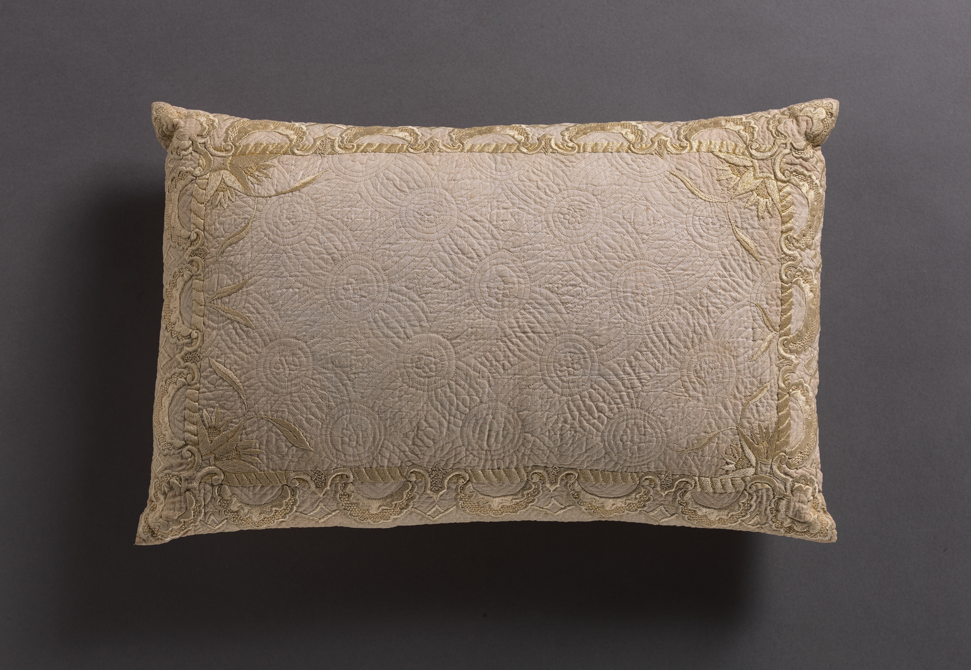Embroidered Quilted Decorative Pillow