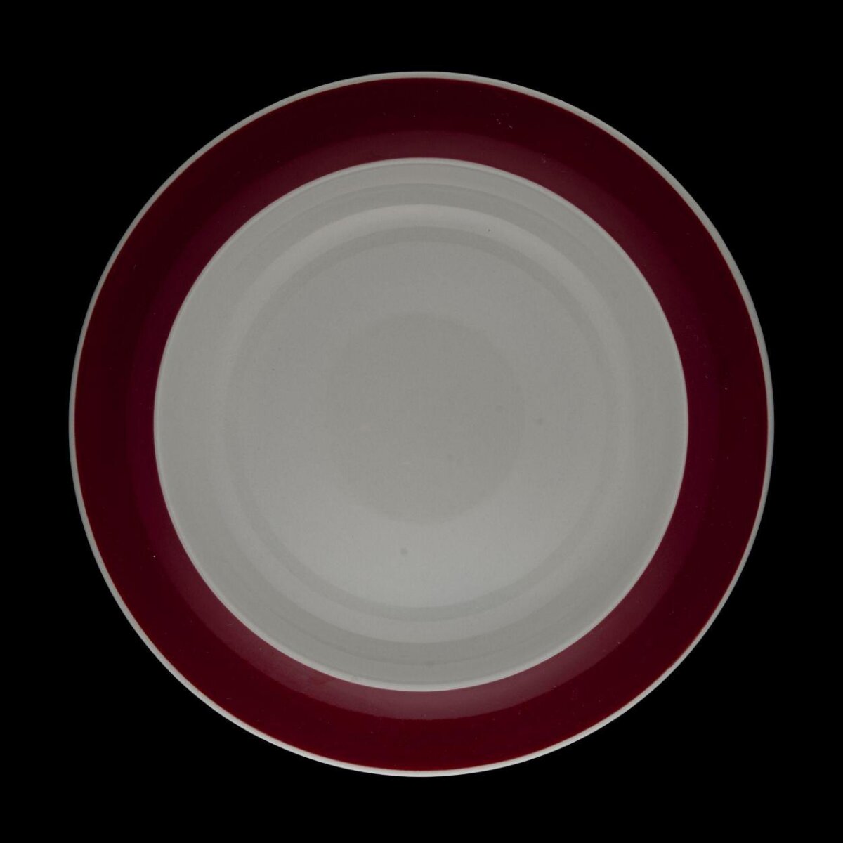 Red Rimmed White Round Plate