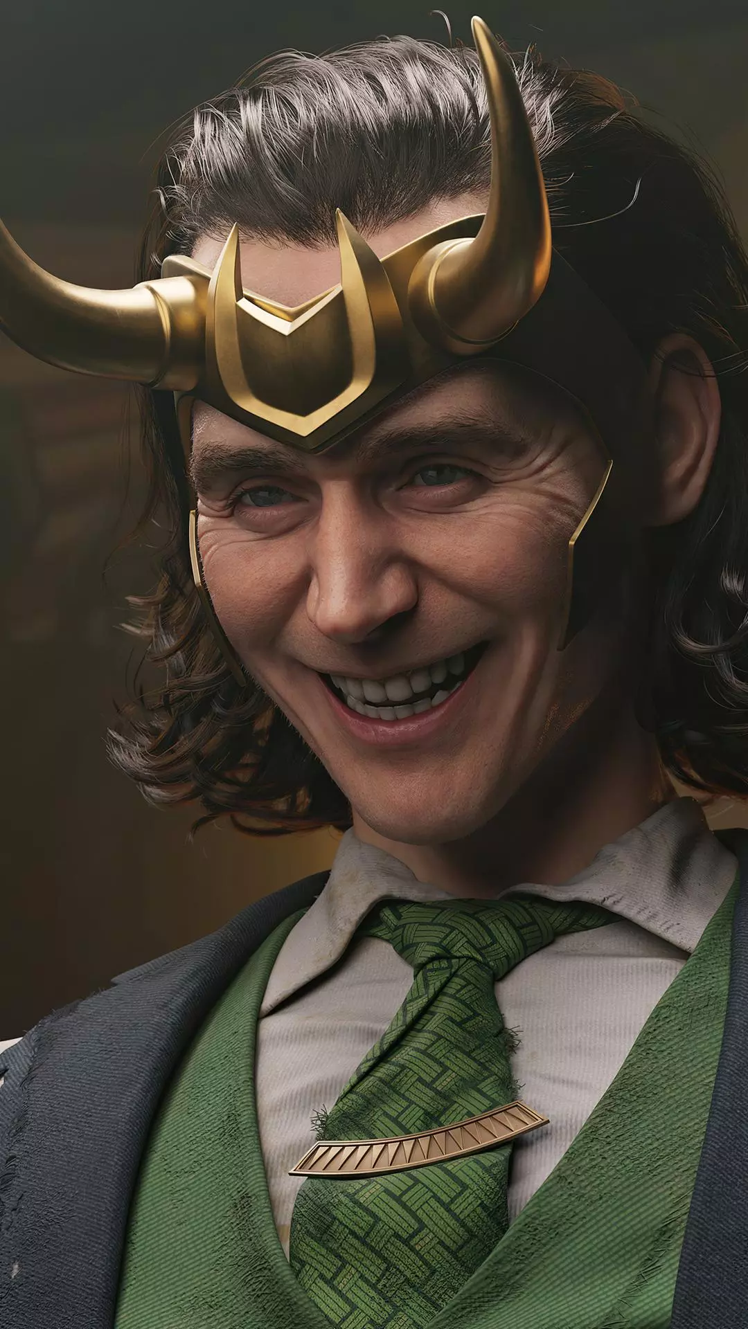 Smiling Loki with Horned Helmet