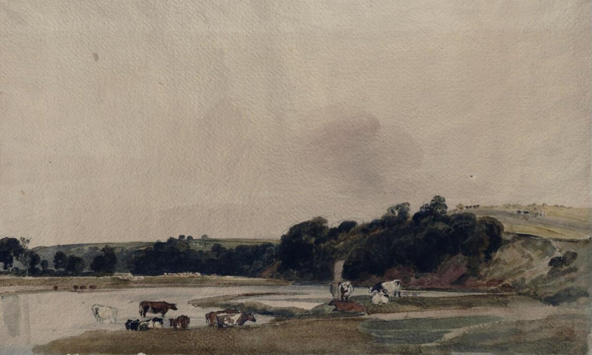 River Landscape with Grazing Cattle
