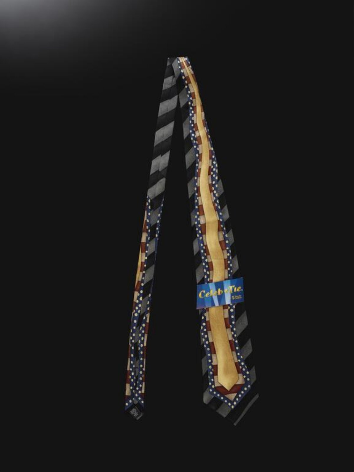 Patterned Necktie on Black Background