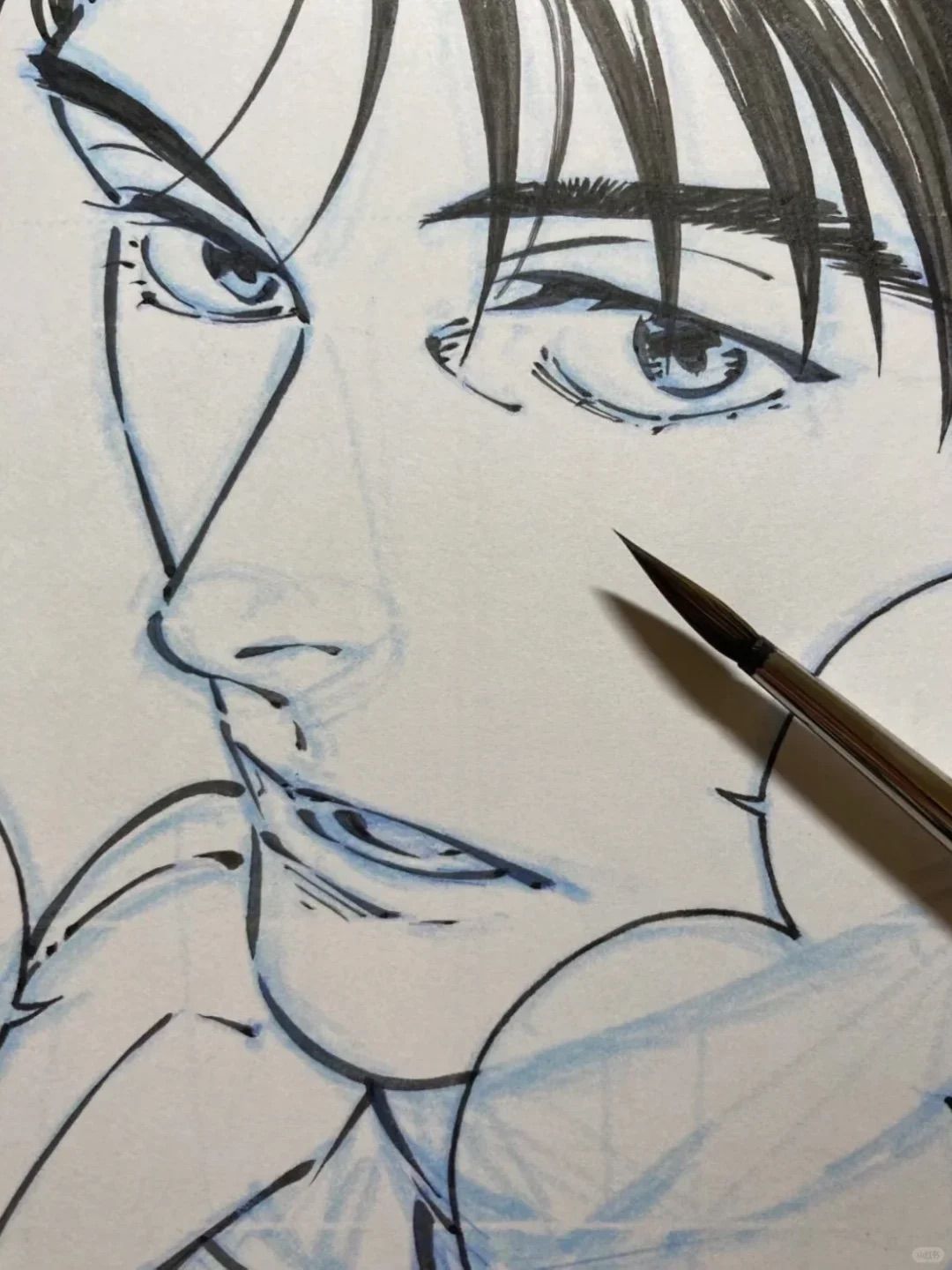 In Progress Anime Male Portrait Drawing